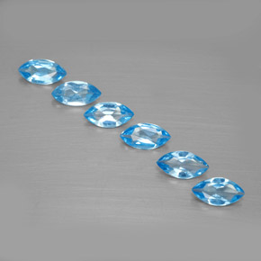 Gemas de topacio azul natural de 2,32 ct, marquesa, VVS-VS