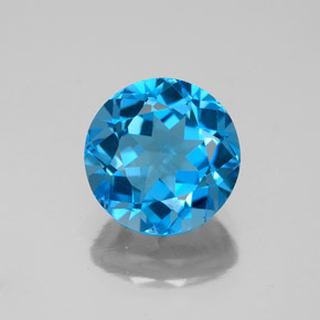 Topacio azul natural de 3,72 ct, corte redondo, VS