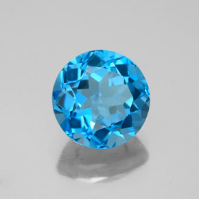 Topacio azul natural de 3,72 ct, corte redondo, VS