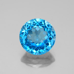 Topacio azul natural de 3,42 ct, corte redondo, VS