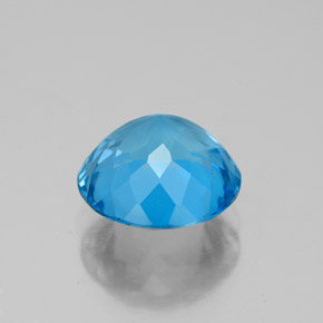 Topacio azul natural de 3,42 ct, corte redondo, VS