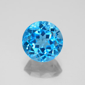 Topacio azul natural de 3,38 ct, corte redondo, VVS