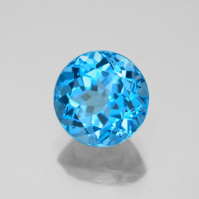 Topacio azul natural de 3,38 ct, corte redondo, VVS