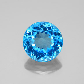 Topacio azul natural de 3,21 ct, corte redondo, SI