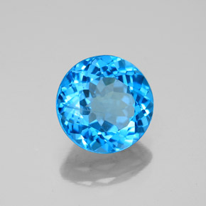 Topacio azul natural de 3,21 ct, corte redondo, SI