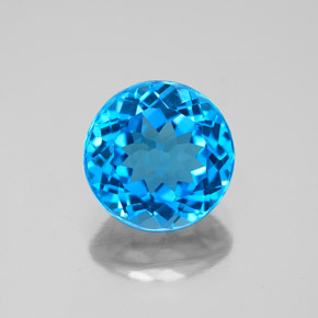 Topacio azul natural de 3,20 ct, corte redondo, VVS