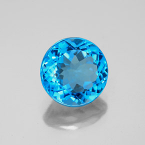 Topacio azul natural de 3,20 ct, corte redondo, VVS