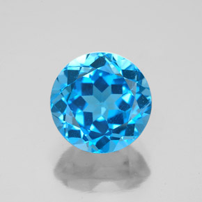 Topacio azul natural de 3,75 ct, corte redondo, VVS