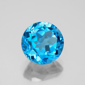 Topacio azul natural de 3,75 ct, corte redondo, VVS