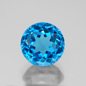 Topacio azul natural de 3,87 ct, corte redondo, VVS-VS