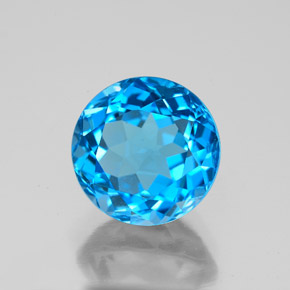Topacio azul natural de 3,87 ct, corte redondo, VVS-VS
