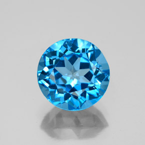 Topacio azul natural de 3,55 ct, corte redondo, VVS-VS