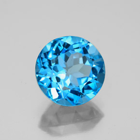 Topacio azul natural de 3,55 ct, corte redondo, VVS-VS