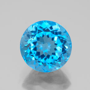 Topacio azul natural de 3,74 ct, corte redondo, VVS-VS