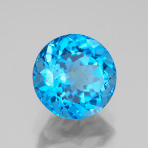 Topacio azul natural de 3,74 ct, corte redondo, VVS-VS