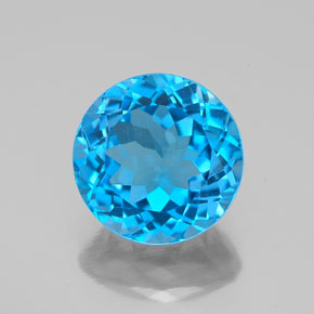Topacio azul natural de 3,34 ct, corte redondo, VVS