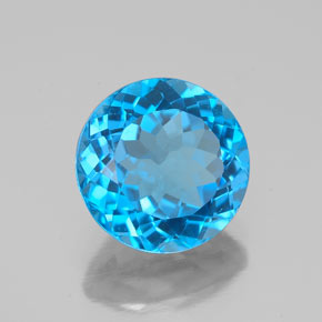 Topacio azul natural de 3,34 ct, corte redondo, VVS