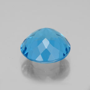 Topacio azul natural de 3,34 ct, corte redondo, VVS