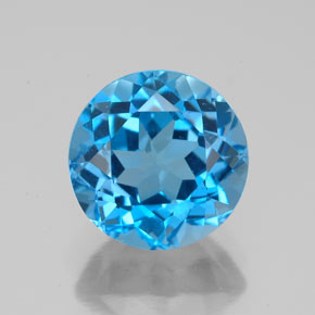 Topacio azul natural de 3,72 ct, corte redondo, VVS