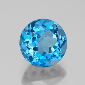 Topacio azul natural de 3,72 ct, corte redondo, VVS