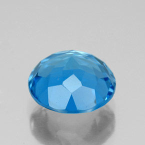 Topacio azul natural de 3,37 ct, corte redondo, VVS-VS