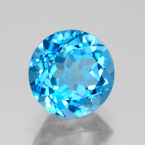 Topacio azul natural de 3,27 ct, corte redondo, VVS