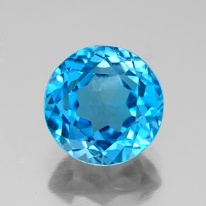 Topacio azul natural de 3,42 ct, corte redondo, VS-SI