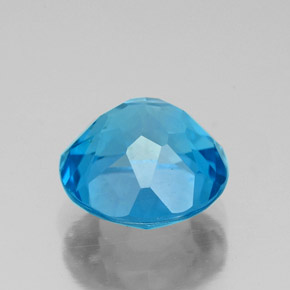 Topacio azul natural de 3,42 ct, corte redondo, VS-SI