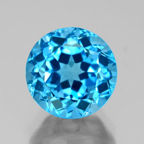 Topacio azul natural de 3,95 ct, corte redondo, VS