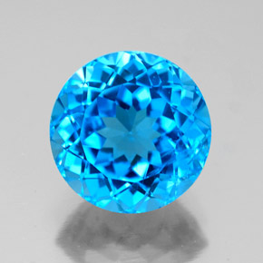 Topacio azul natural de 3,77 ct, corte redondo, VS-SI
