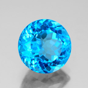 Topacio azul natural de 3,77 ct, corte redondo, VS-SI