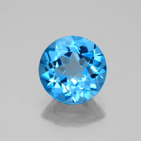 Topacio azul natural de 2,93 ct, corte redondo, VVS