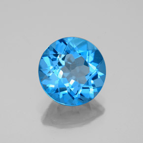 Topacio azul natural de 2,93 ct, corte redondo, VVS