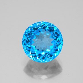 Topacio azul natural de 3,80 ct, corte redondo, VS-SI