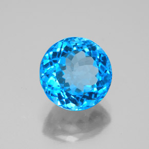 Topacio azul natural de 3,80 ct, corte redondo, VS-SI