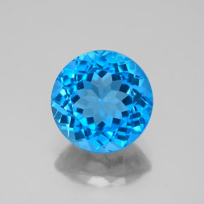 Topacio azul natural de 3,58 ct, corte redondo, VS-SI