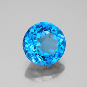 Topacio azul natural de 3,58 ct, corte redondo, VS-SI