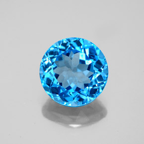 Topacio azul natural de 3,27 ct, corte redondo, VS