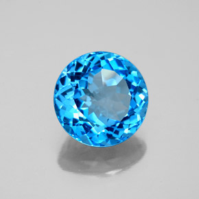 Topacio azul natural de 3,27 ct, corte redondo, VS
