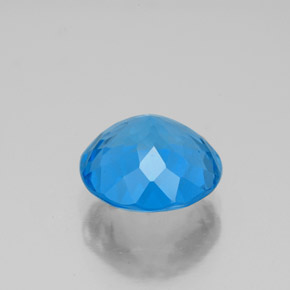 Topacio azul natural de 3,27 ct, corte redondo, VS