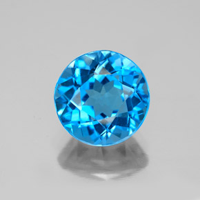 Topacio azul suizo natural de 3,30 ct, corte redondo, VS