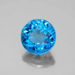 Topacio azul suizo natural de 3,30 ct, corte redondo, VS