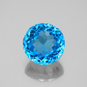 Topacio azul natural de 3,78 ct, corte redondo, VS-SI