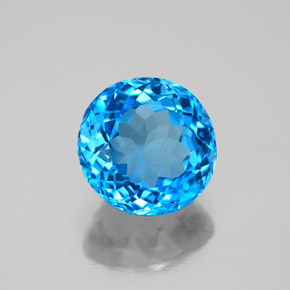 Topacio azul natural de 3,78 ct, corte redondo, VS-SI