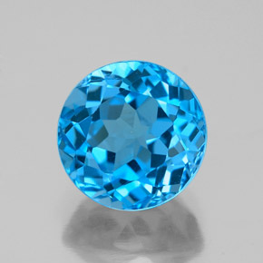 Topacio azul natural de 4,08 ct, corte redondo, VS