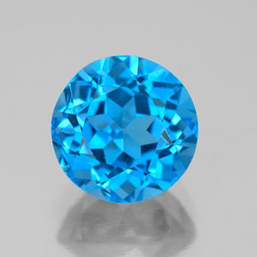 Topacio azul natural de 4,00 ct, corte redondo, VS
