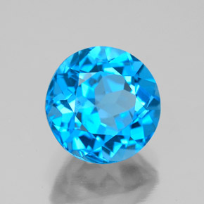 Topacio azul natural de 4,00 ct, corte redondo, VS