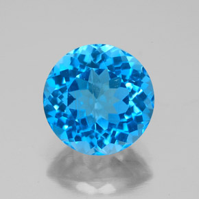 Topacio azul natural de 3,37 ct, corte redondo, VS
