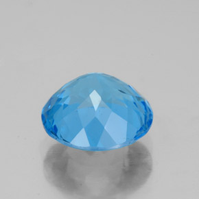 Topacio azul natural de 3,37 ct, corte redondo, VS