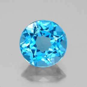 Topacio azul natural de 2,90 ct, corte redondo, VVS